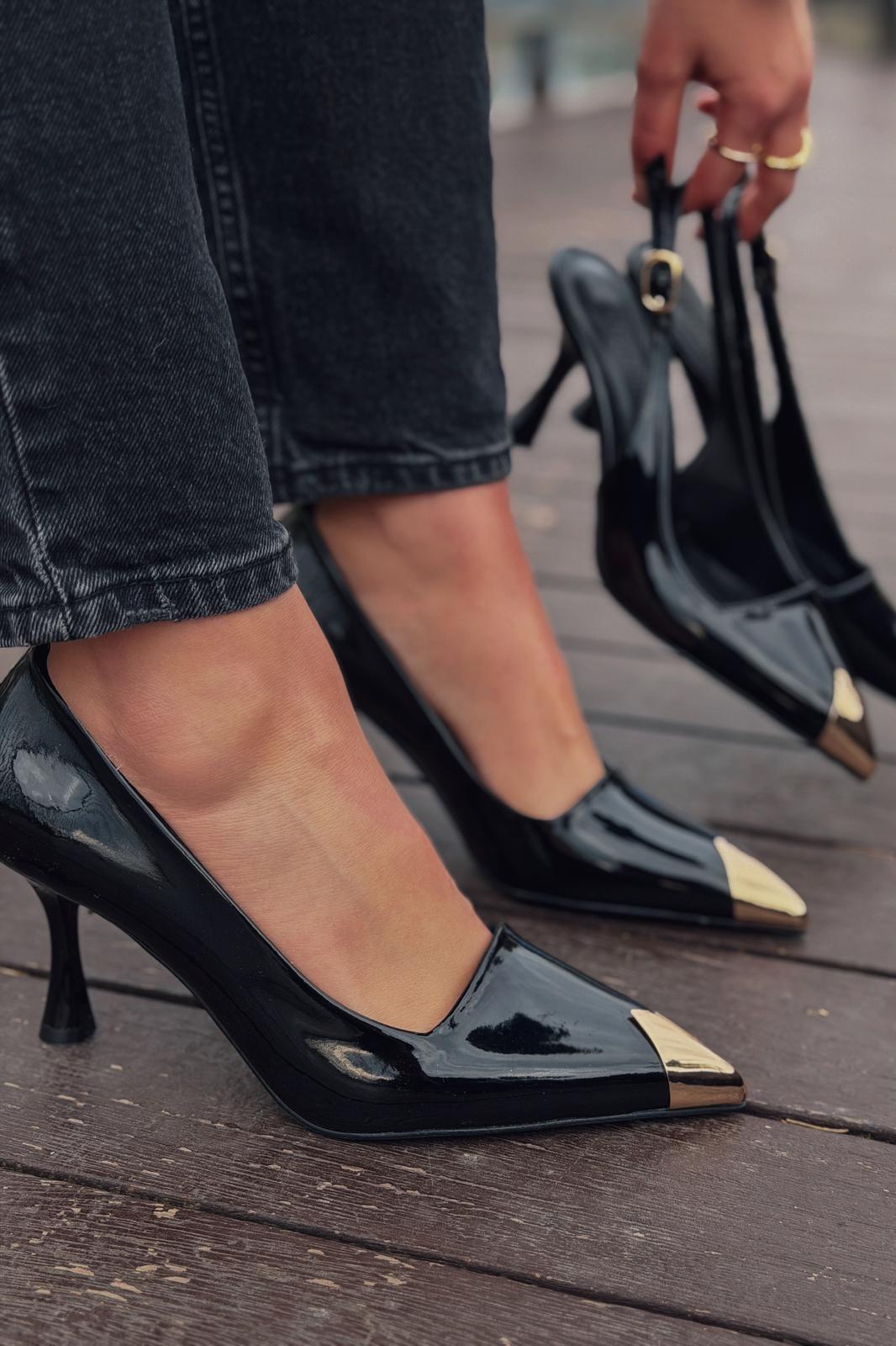 Noctra Stiletto Siyah Rugan - ILOVESHOES