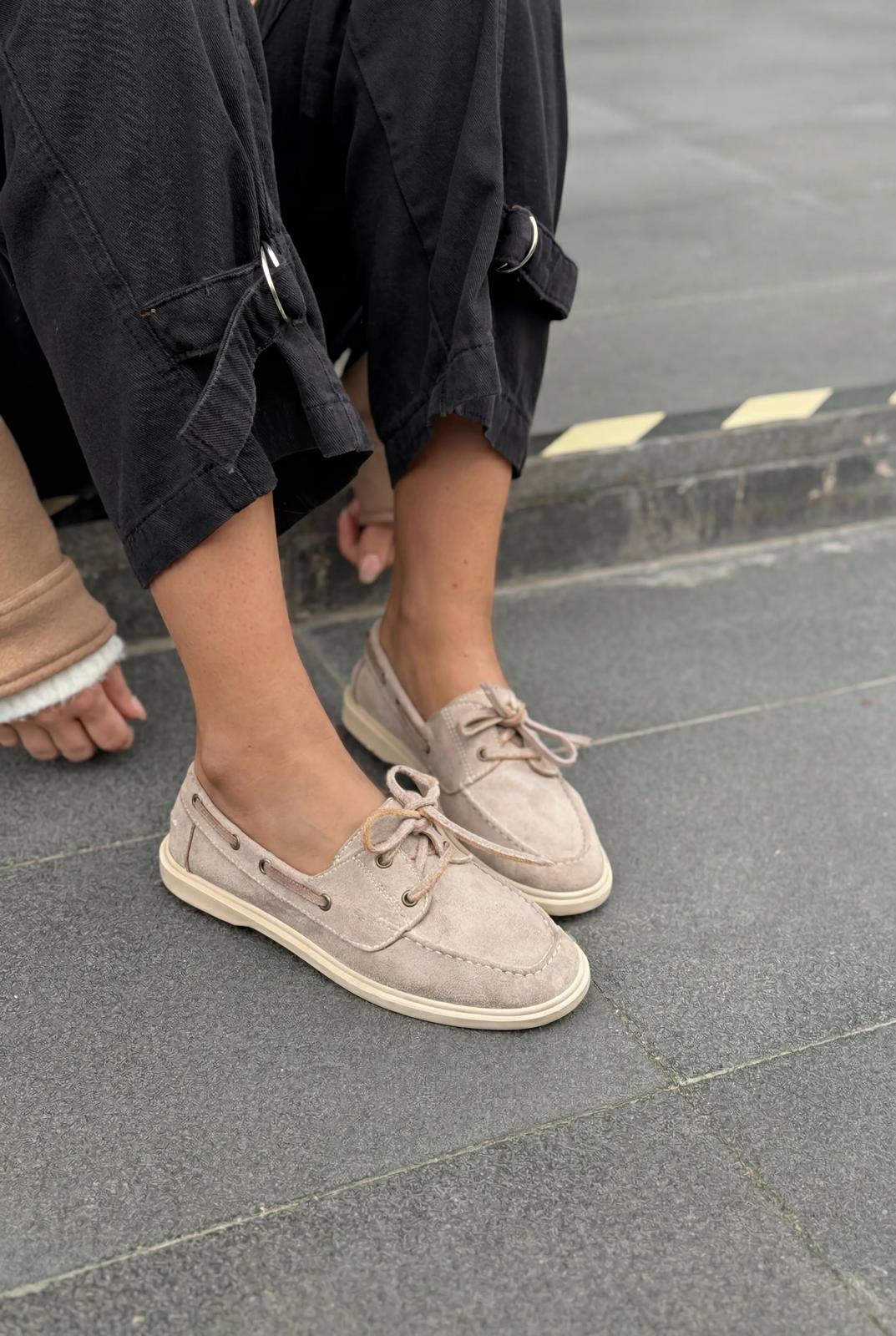 Morin Kadın Oxford Ayakkabı Vizon Süet - ILOVESHOES
