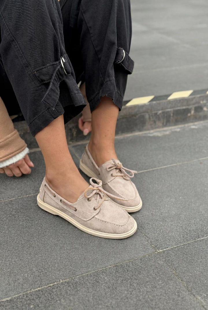 Morin Kadın Oxford Ayakkabı Vizon Süet - ILOVESHOES