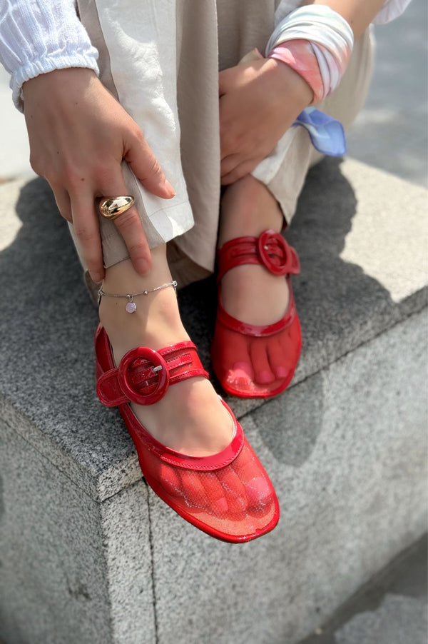 Cyreya File Kırmızı Toka Detaylı Mary Jane - ILOVESHOES