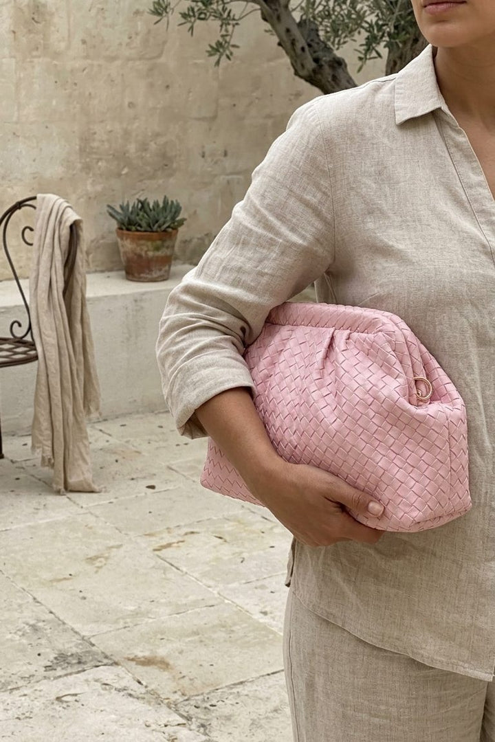 Lurine Kadın Clutch Çanta Pembe Mat Deri - ILOVESHOES