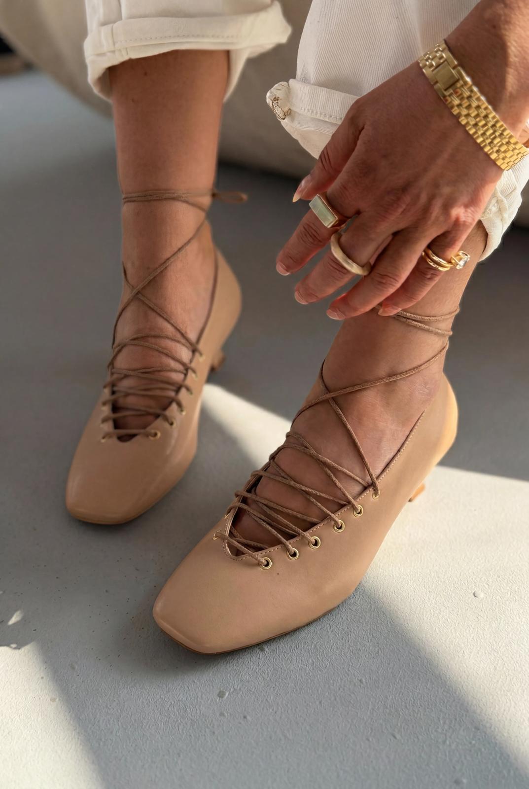 Sernis Nude Mat Deri Kadın Topuklu Ayakkabı - ILOVESHOES
