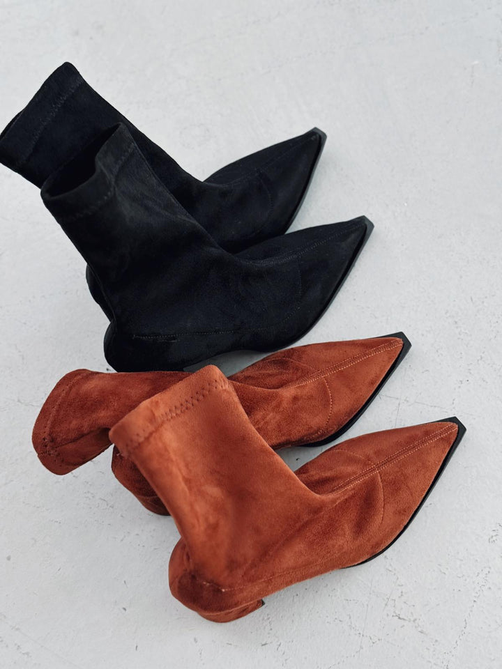 Caryne Kadın Topuklu Streç Bot Taba Süet - ILOVESHOES