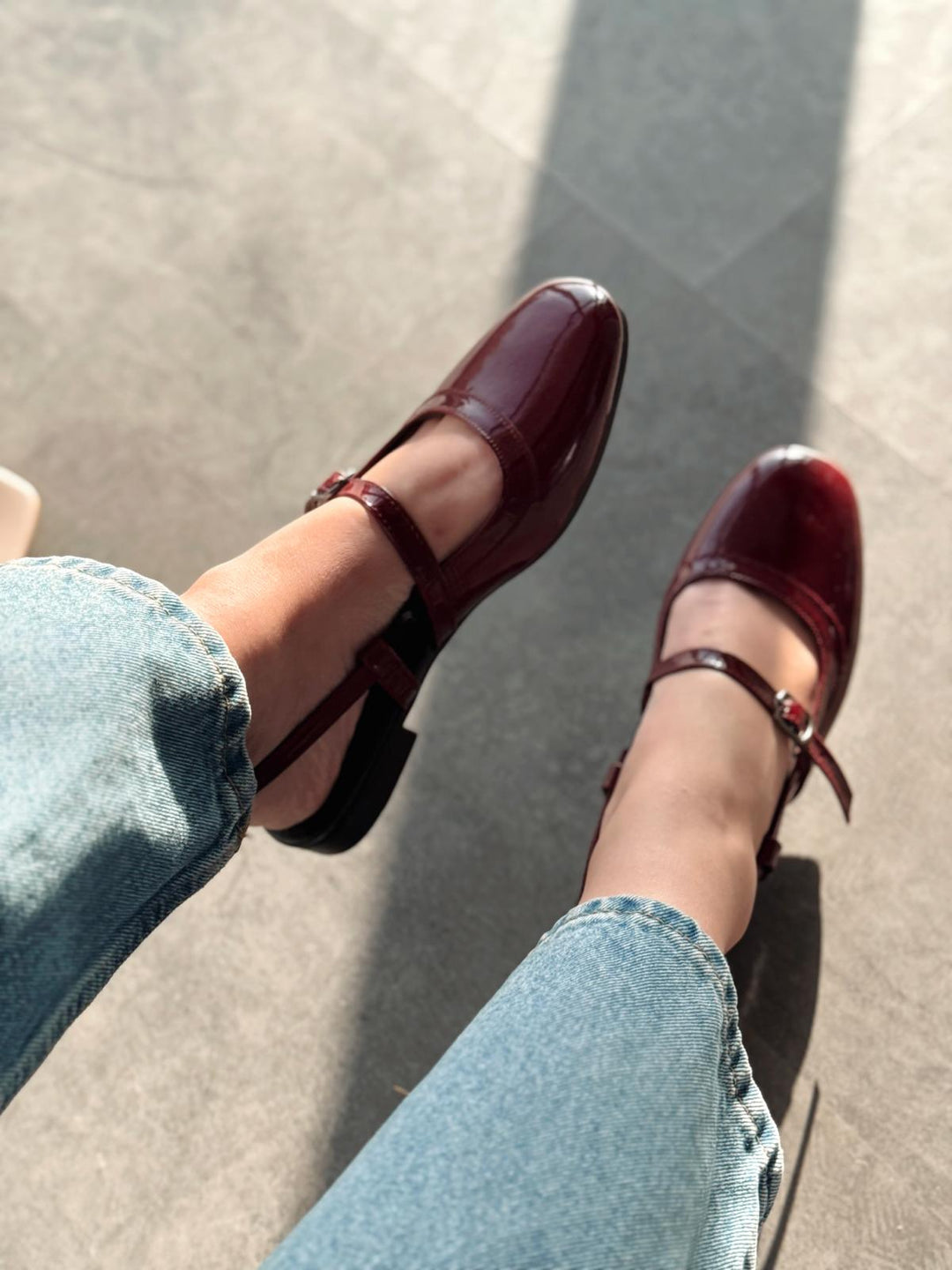 Minor Rugan Bordo Bant Detaylı Mary Jane - ILOVESHOES