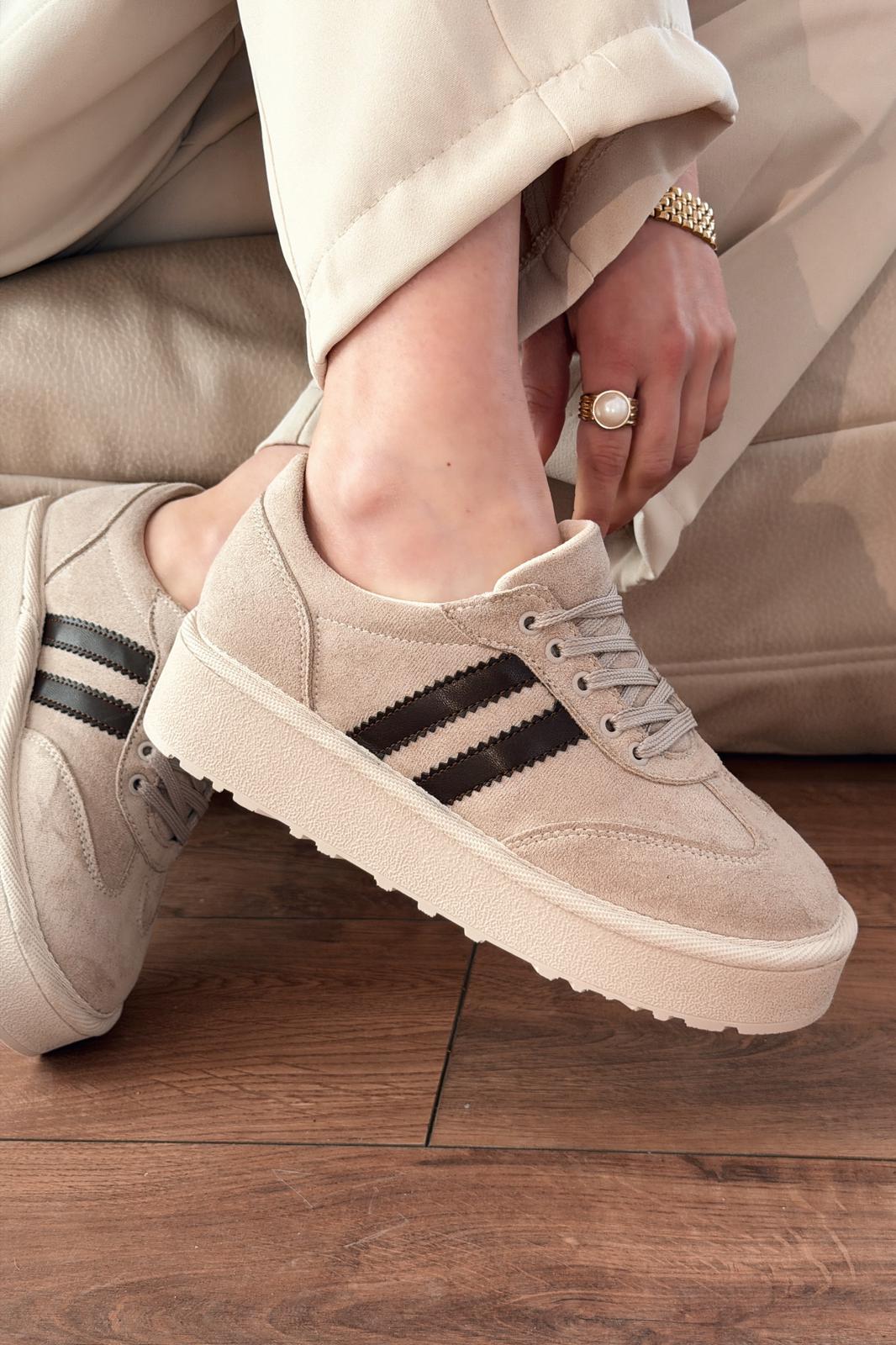 Vireo Kadın Spor Ayakkabı Bej Süet - ILOVESHOES