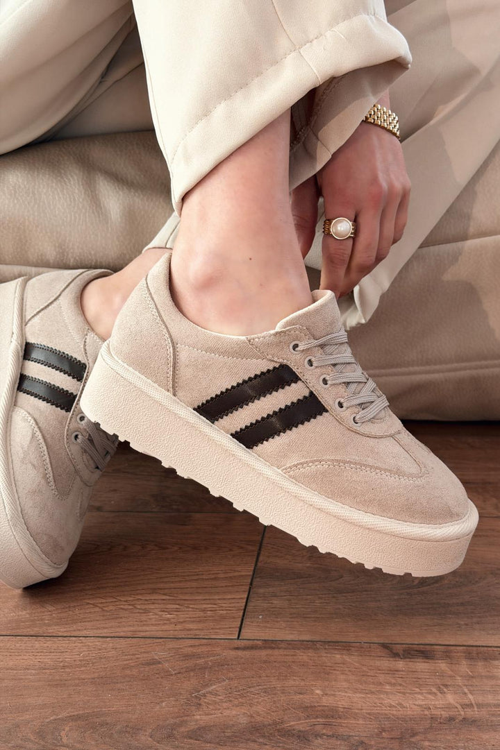 Vireo Kadın Spor Ayakkabı Bej Süet - ILOVESHOES