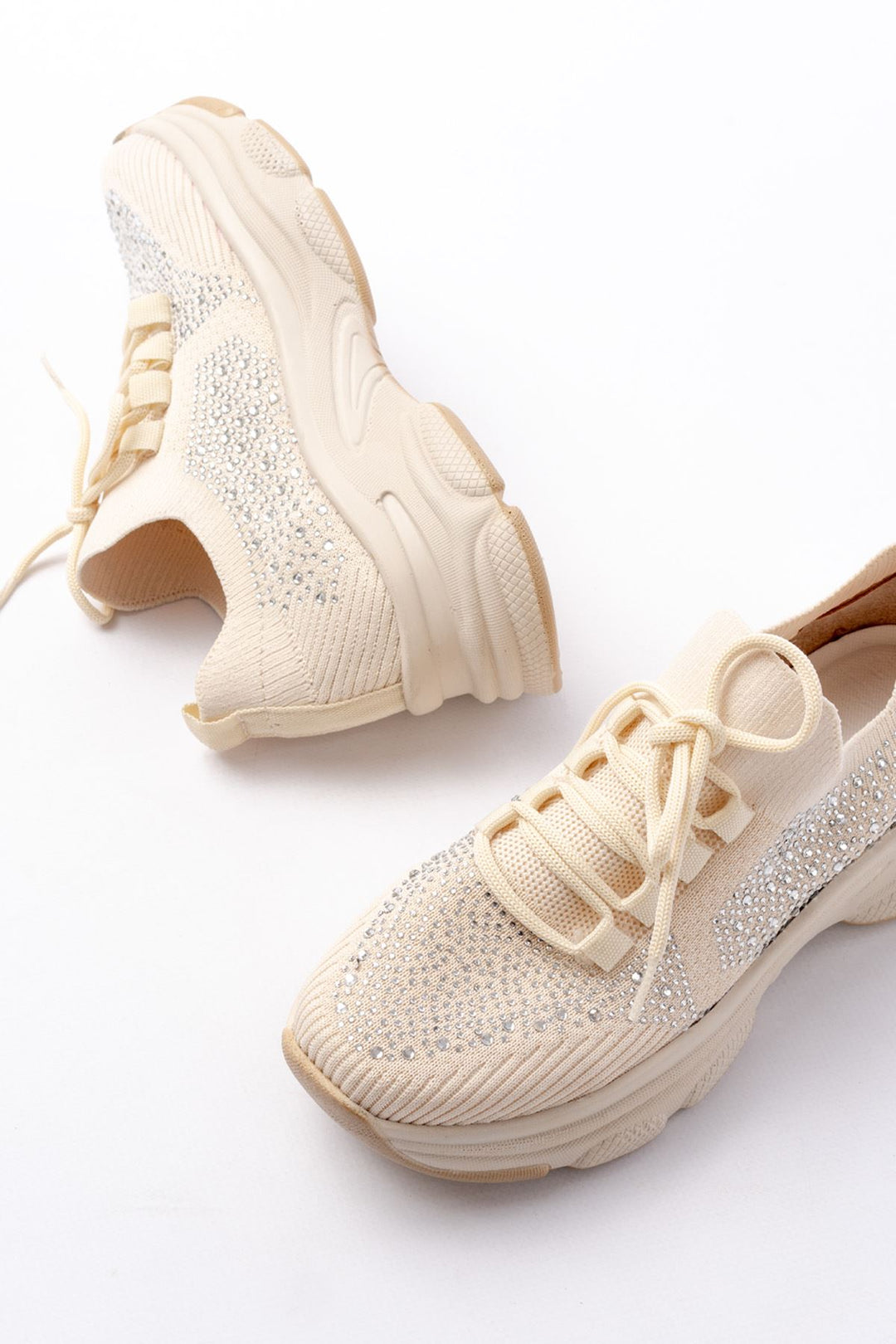 Salina File Bej Taş Detaylı Kadın Spor Ayakkabı - ILOVESHOES