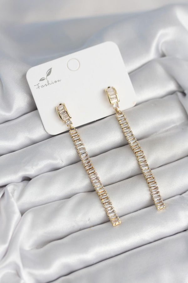 ILS - 1016 Kadın Su Yolu Baget Küpe Gold Pirinç - ILOVESHOES