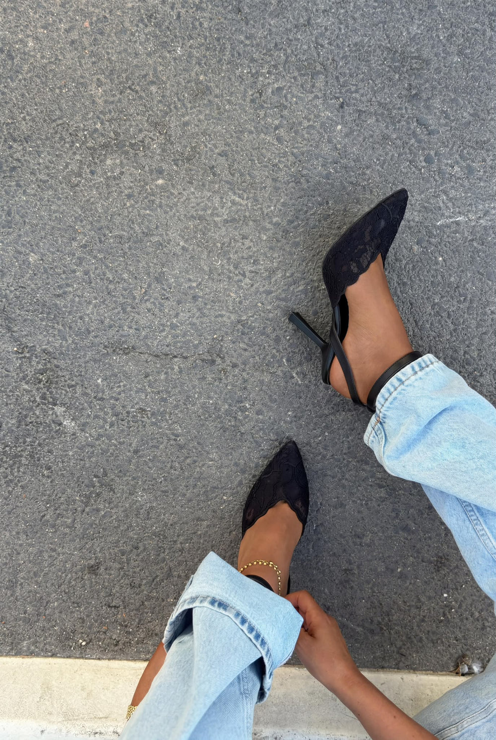 Moryna Siyah Dantel Kadın Stiletto - ILOVESHOES