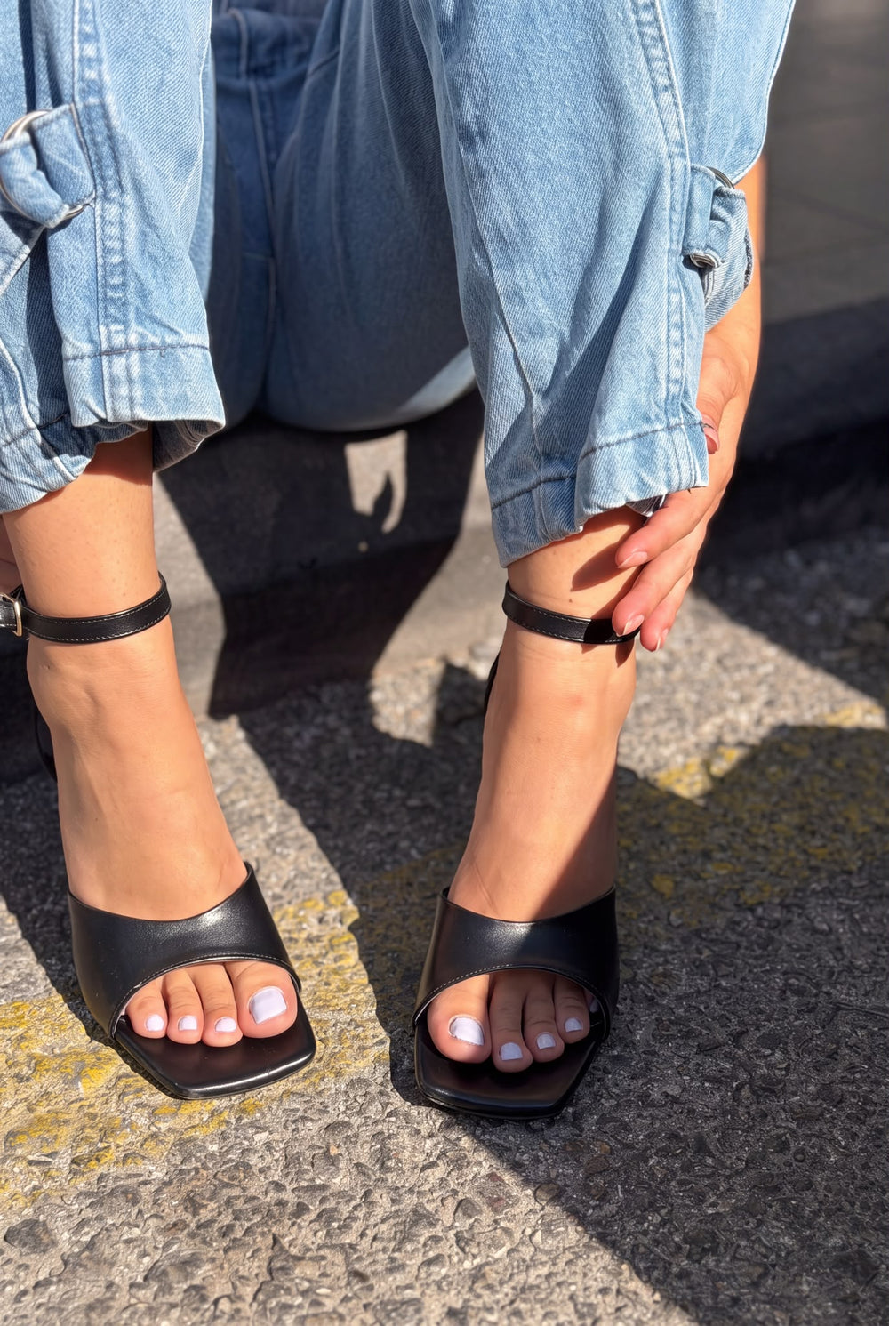 Velniel Siyah Mat Deri Kadın Topuklu Sandalet - ILOVESHOES
