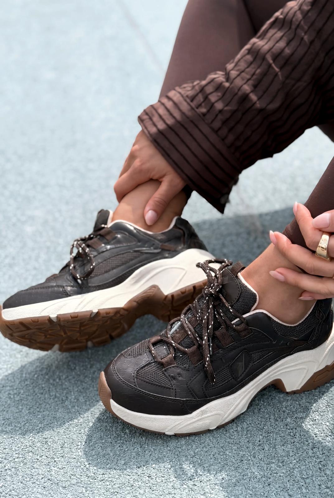 Norser Hakiki Deri Kadın Spor Ayakkabı Acıkahve - ILOVESHOES