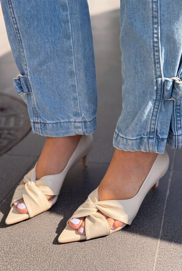 Viona Bej Mat Deri Kadın Topuklu Sandalet - ILOVESHOES