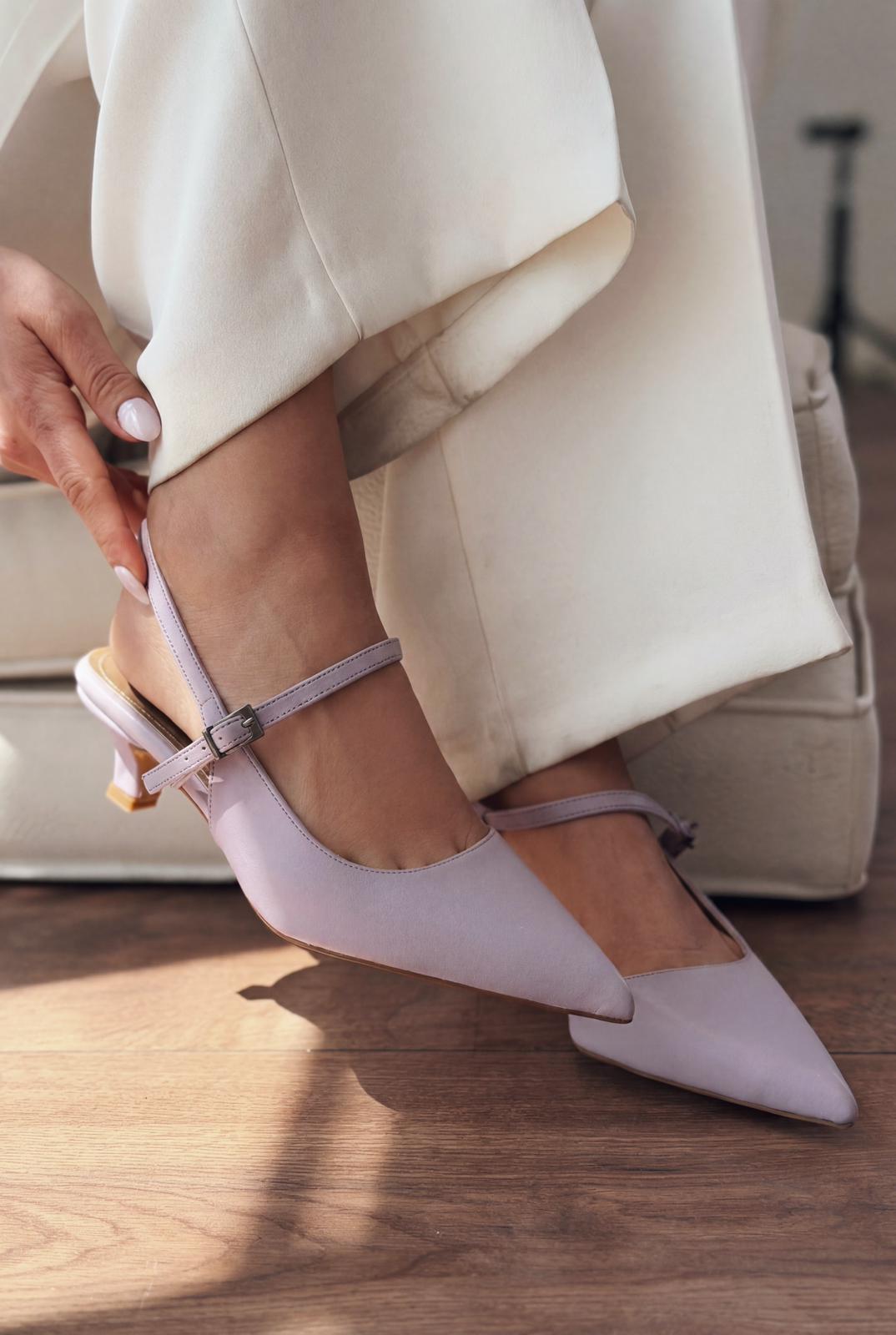 Torev Lila Mat Deri Kadın Stiletto - ILOVESHOES