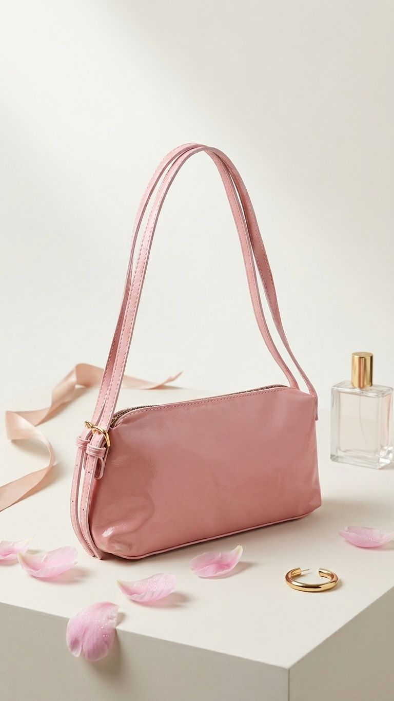 Selvelin Kadın Omuz Çantası Pudra Parlak Deri - ILOVESHOES