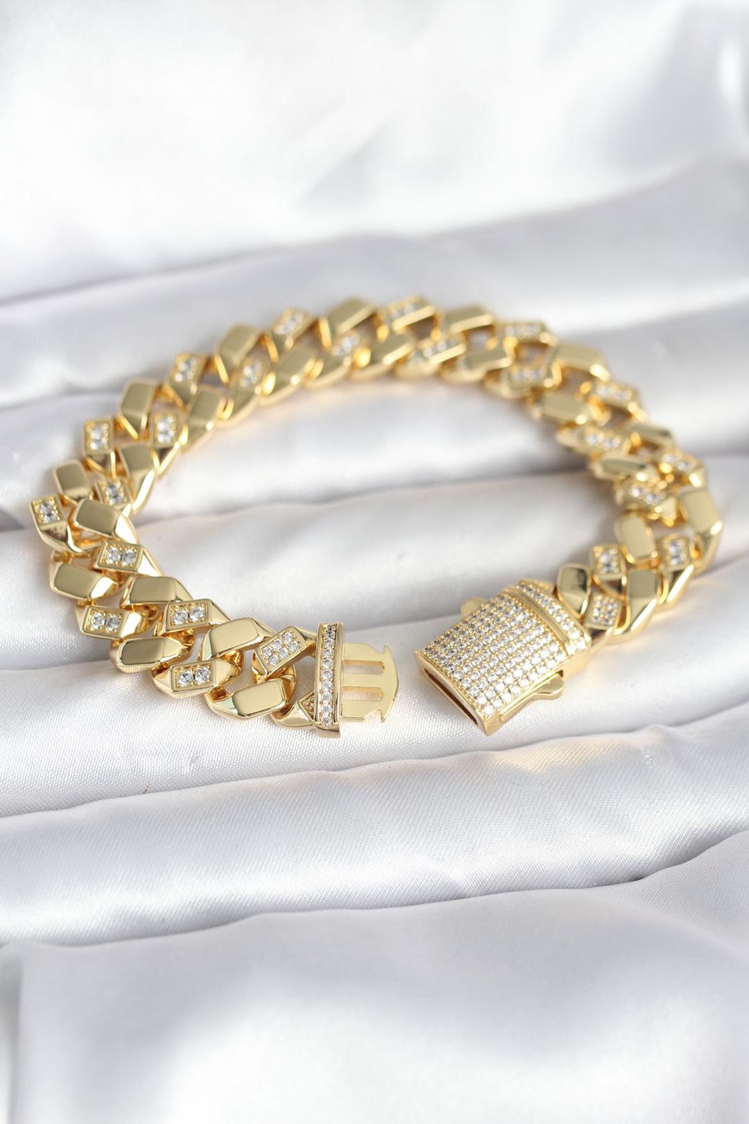 ILS - 1068 Kadın Bileklik Gold Pirinç VIP Serisi - ILOVESHOES