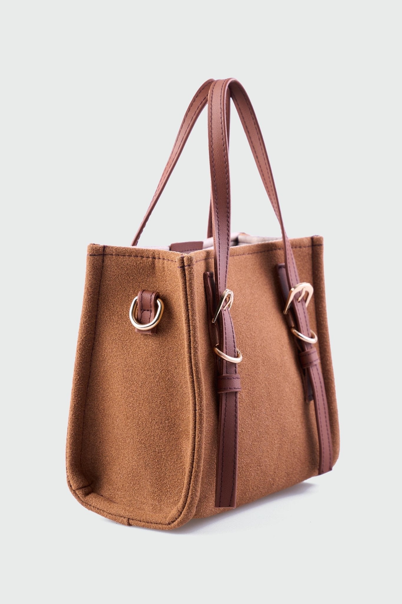 Olyra Çapraz Çanta Taba Süet Kemer Detaylı - ILOVESHOES