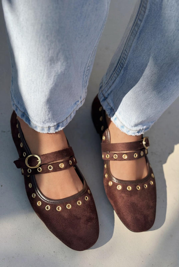 Elia Kadın Babet Acıkahve Süet - ILOVESHOES