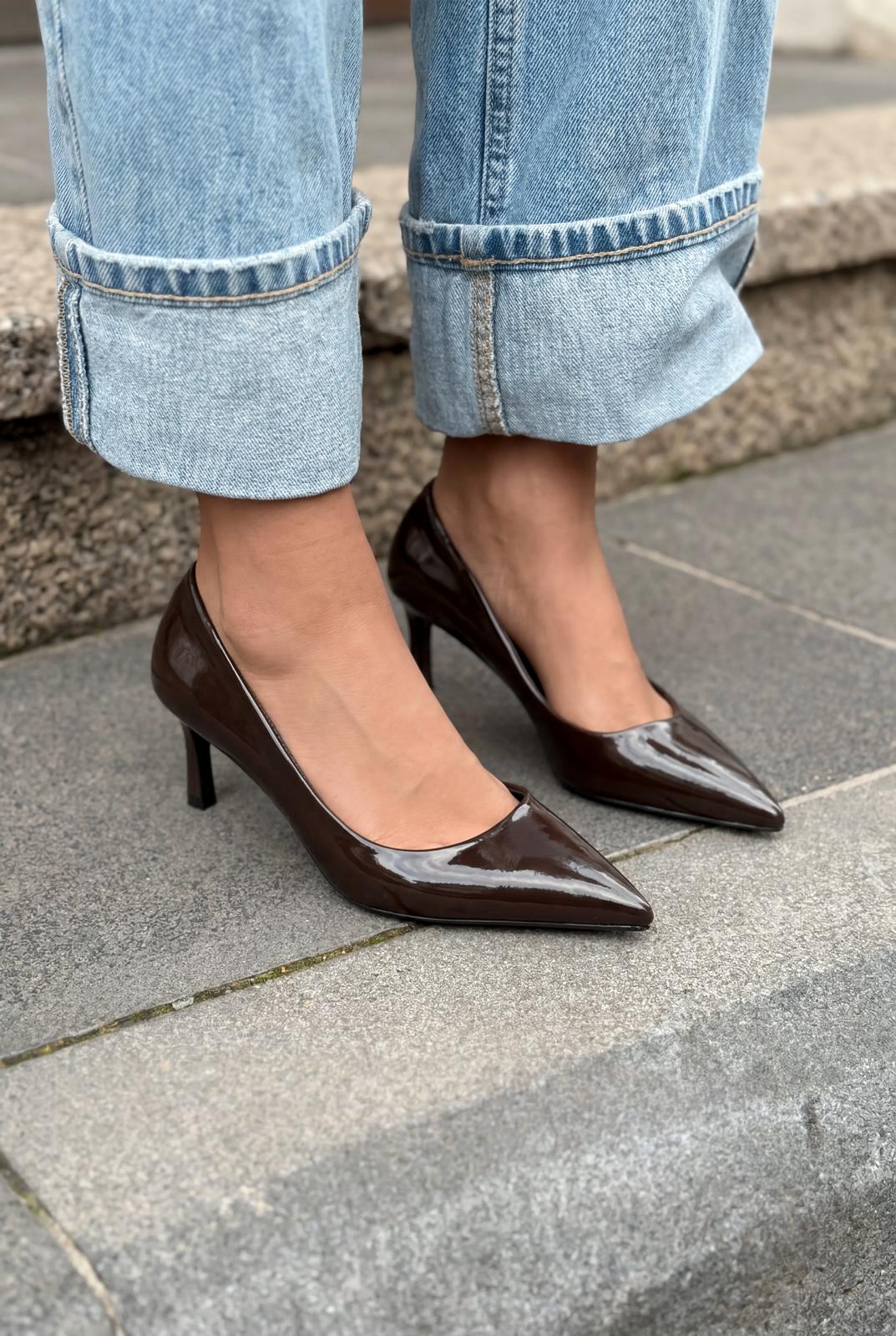 Delvion Acıkahve Rugan Kadın Stiletto - ILOVESHOES