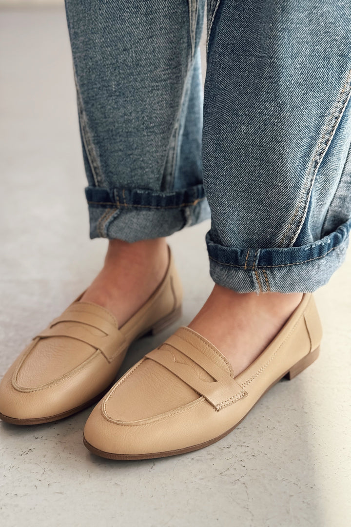 Lemor Hakiki Deri Kadın Loafer Bej