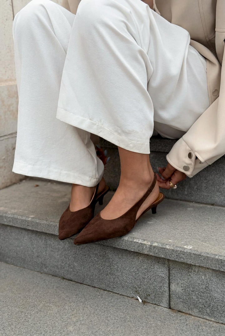 Selor Hakiki Deri Acıkahve Süet Kadın Stiletto - ILOVESHOES