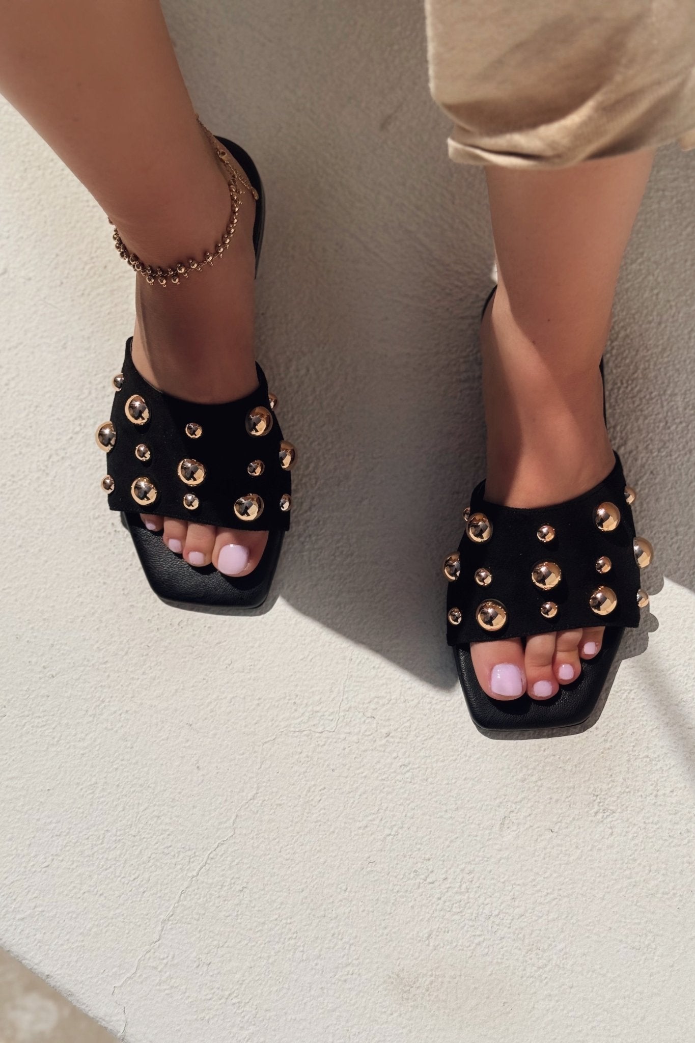 Neslor Süet Siyah Troklu Kadın Terlik - ILOVESHOES
