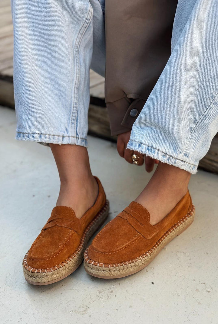 Celure Espadril Loafer Taba Hakiki Süet - ILOVESHOES