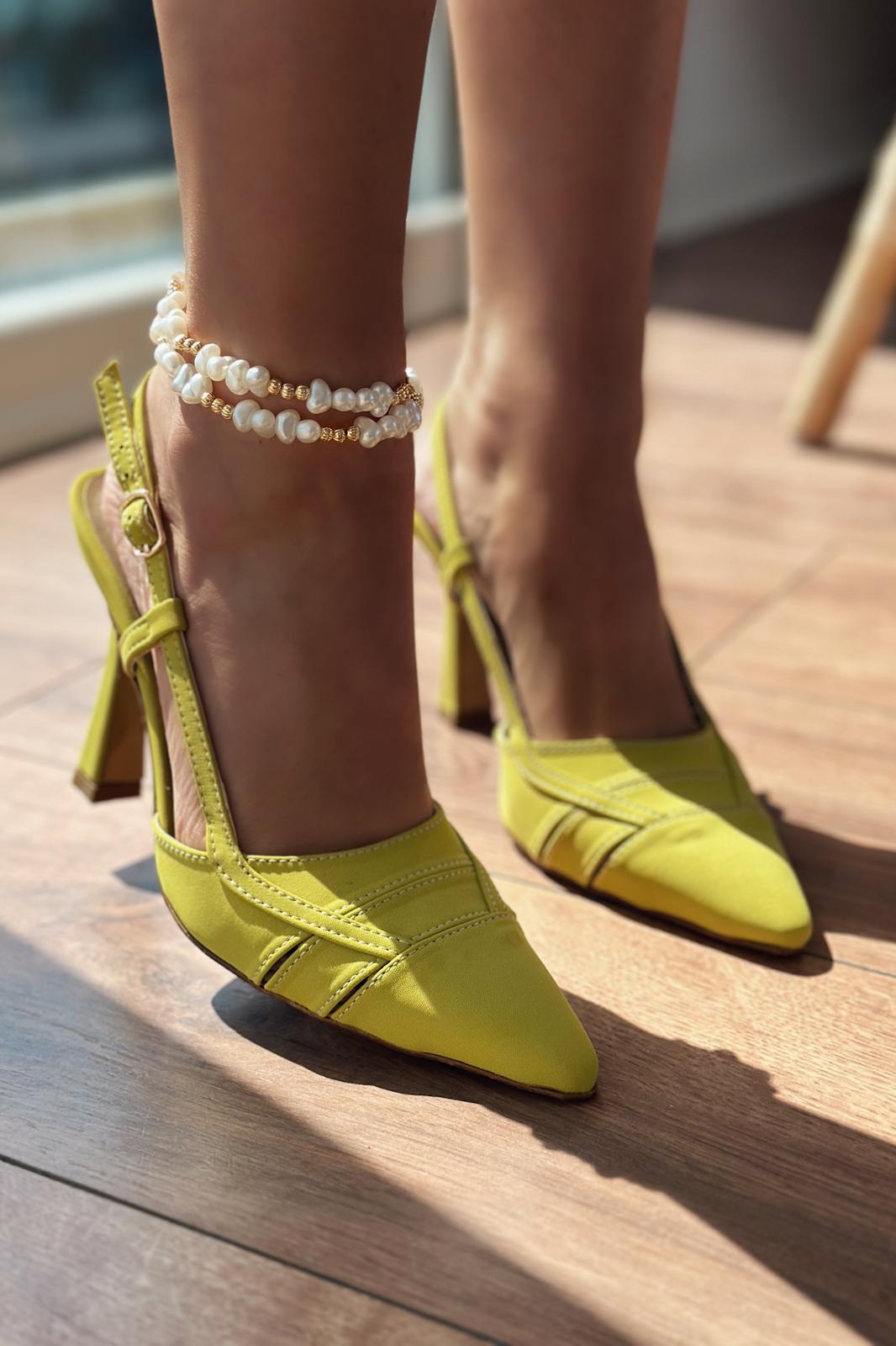 Loricel Nubuk Yüksek Topuklu Stiletto Yeşil