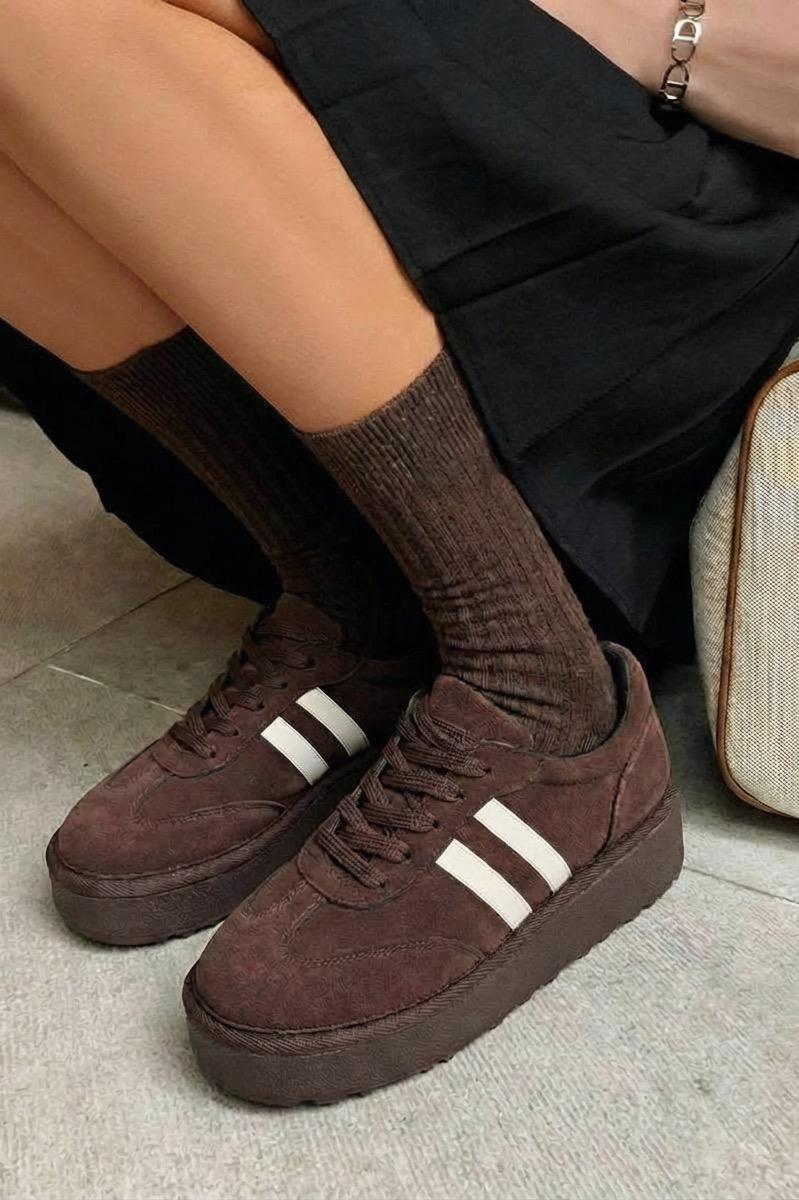 Vireo Kadın Spor Ayakkabı Acıkahve Süet - ILOVESHOES