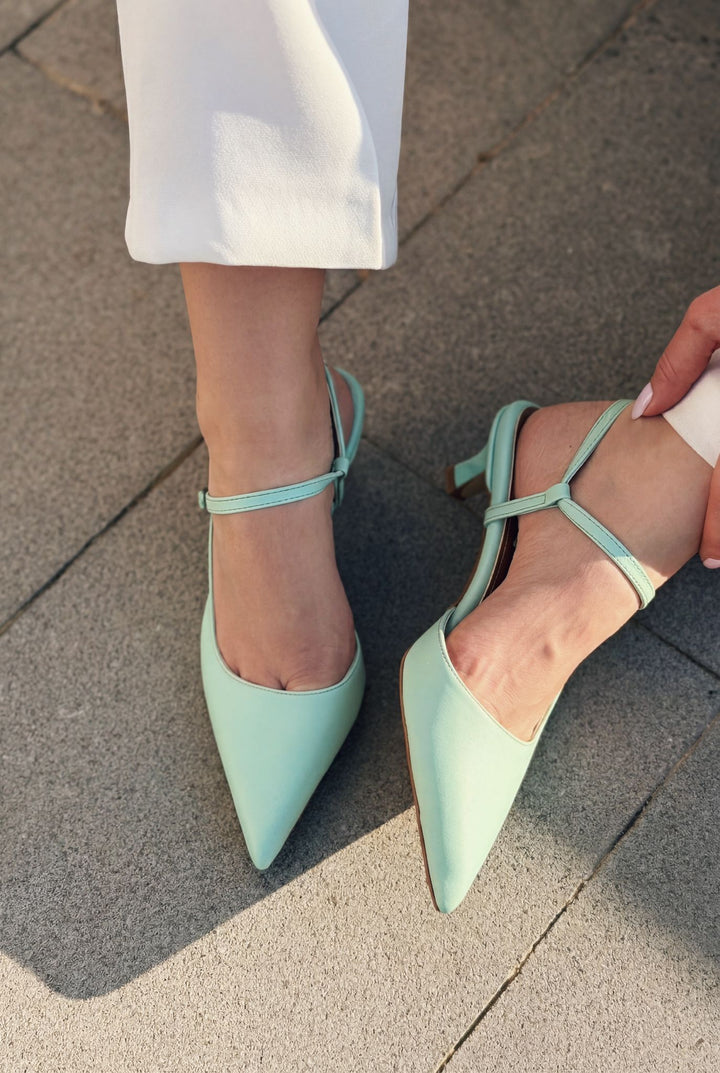 Torev Yeşil Mat Deri Kadın Stiletto - ILOVESHOES