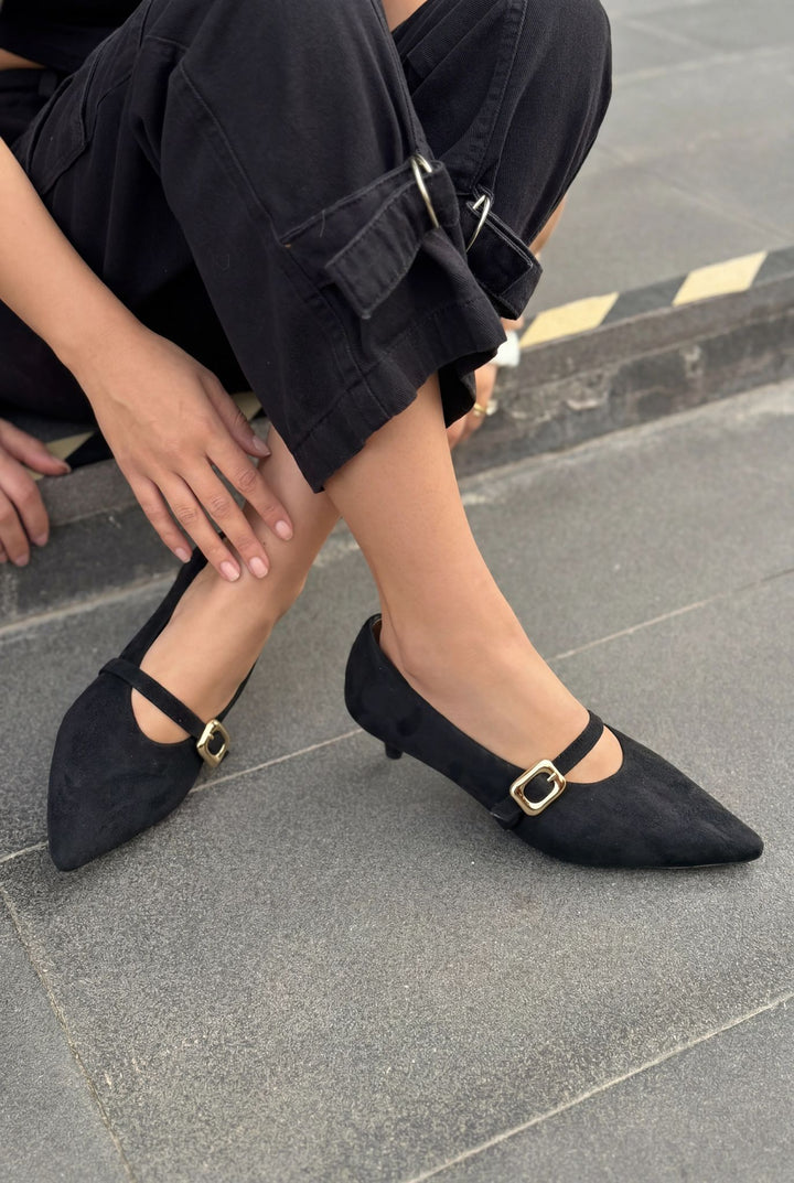 Karden Stiletto Siyah Süet - ILOVESHOES