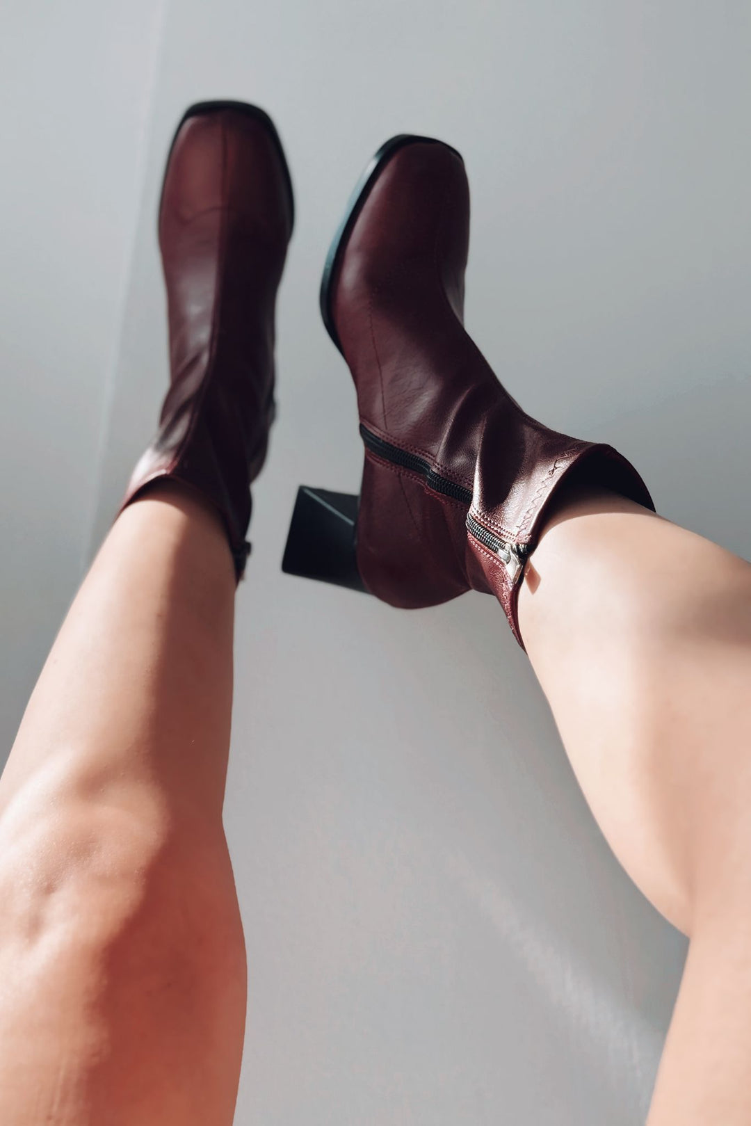 Relino Kadın Topuklu Steç Bot Bordo Mat Deri - ILOVESHOES