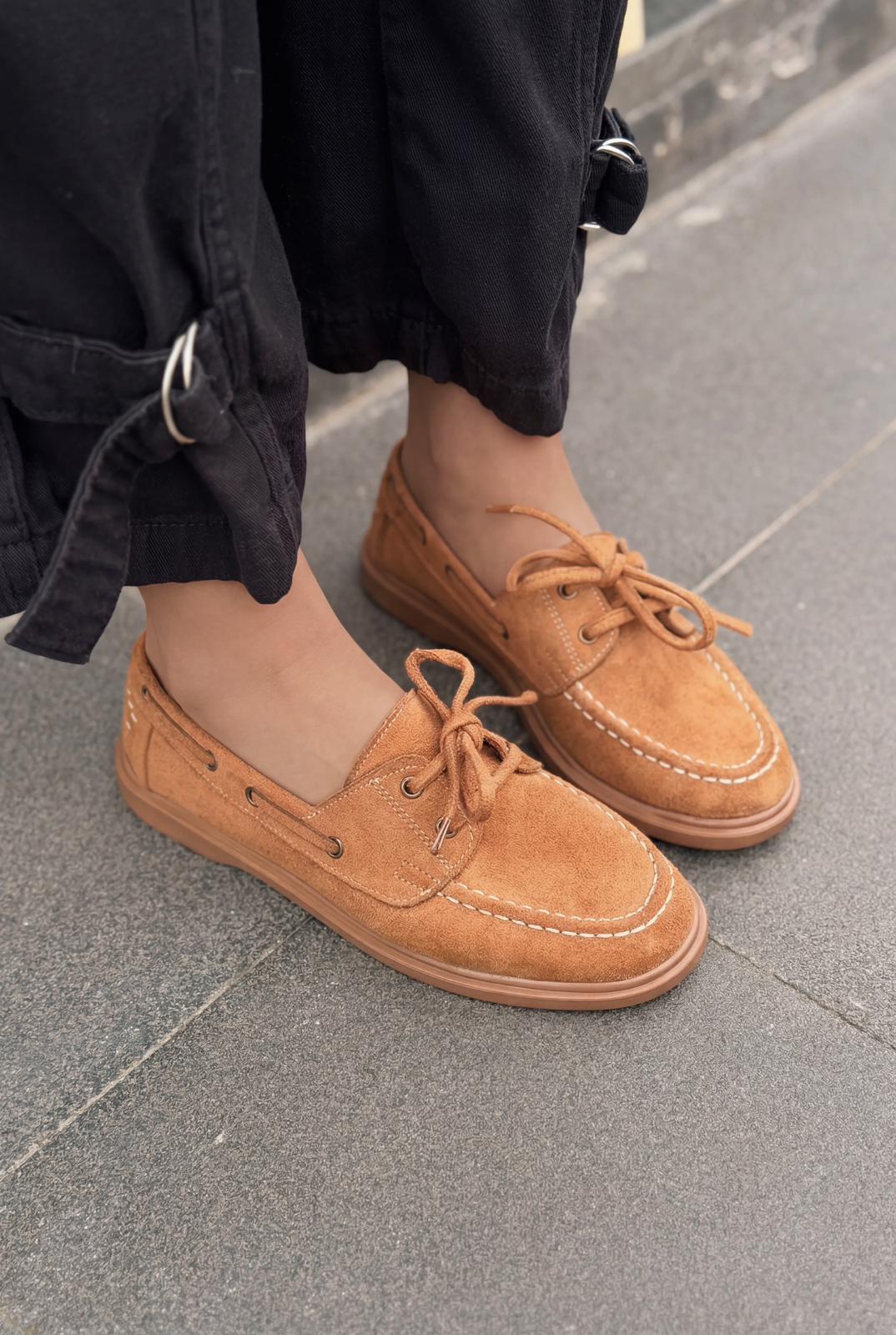 Morin Kadın Oxford Ayakkabı Taba Süet - ILOVESHOES