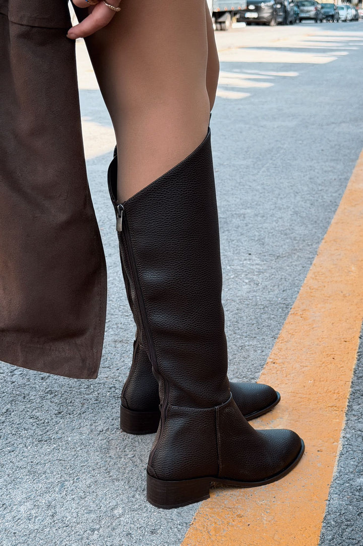 Roviles Kadın Çizme Acıkahve Mat Deri - ILOVESHOES