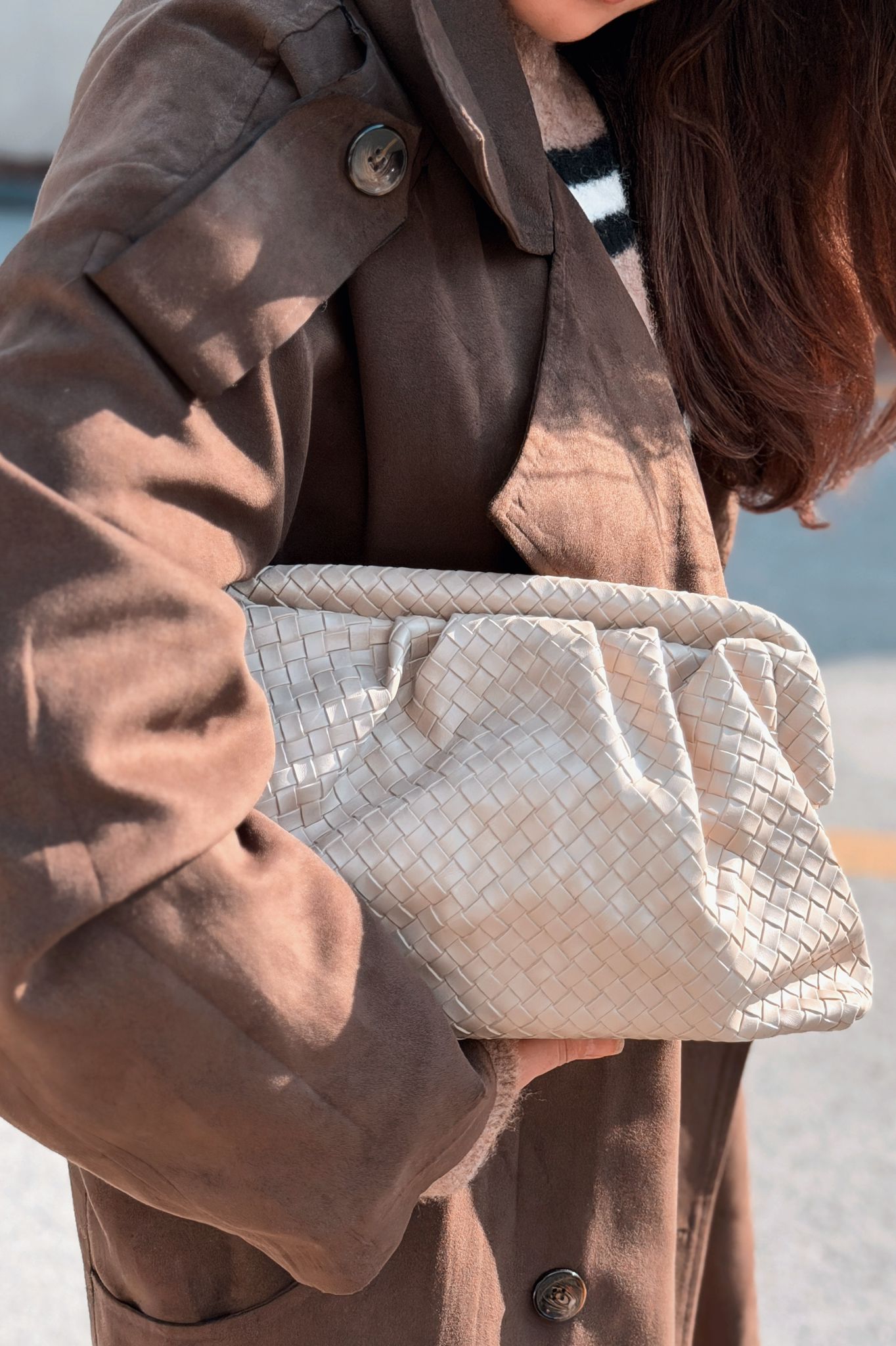 Lurine Kadın Clutch Çanta Bej Mat Deri - ILOVESHOES