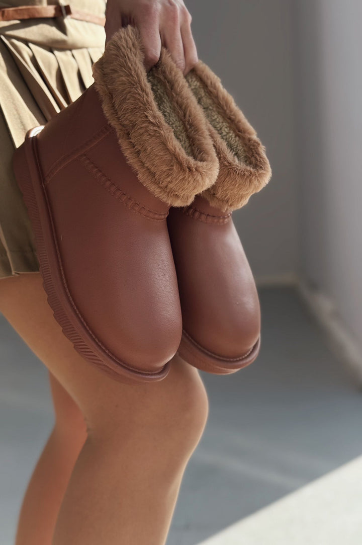 Porix Falyon Peluş Detaylı Taba Kadın Bot