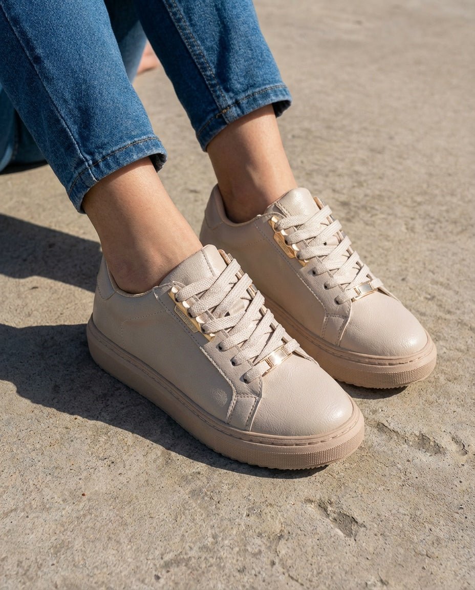 Bellissa Bej Dikişli Taban Kadın Spor Ayakkabı - ILOVESHOES