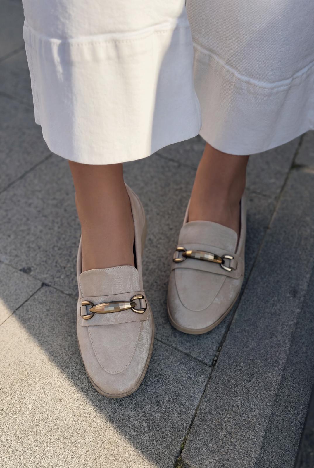 Ardena Kadın Loafer Bej Saten - ILOVESHOES