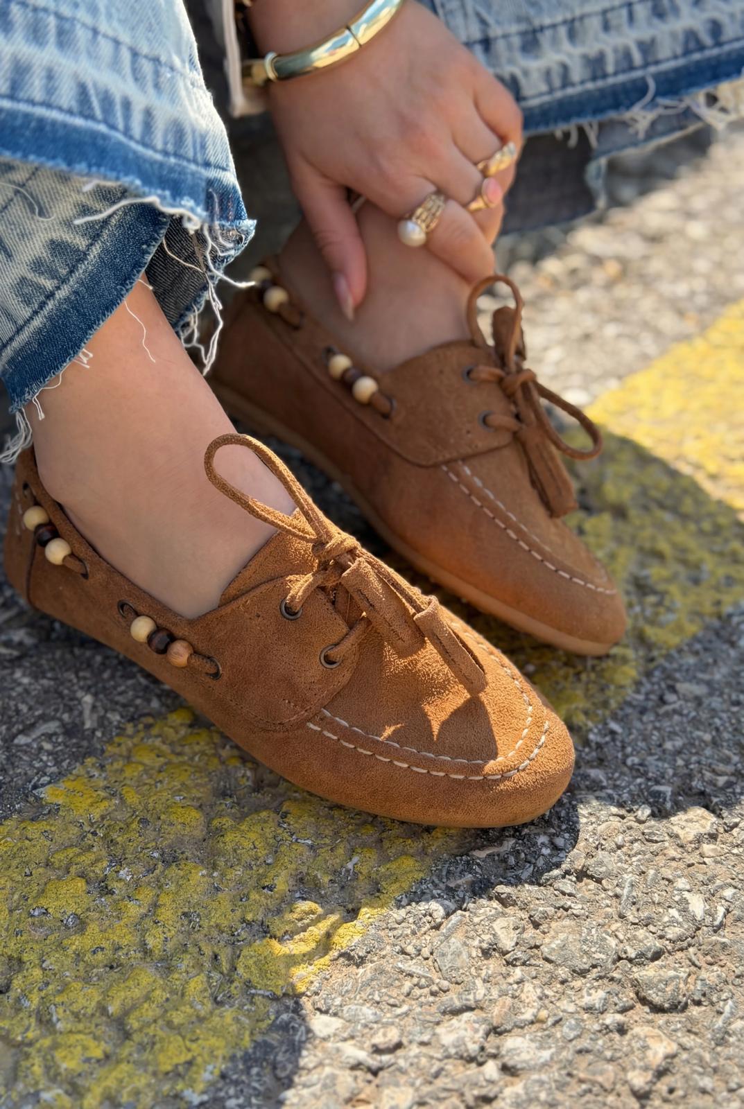 Brion Kadın Oxford Ayakkabı Taba Süet - ILOVESHOES