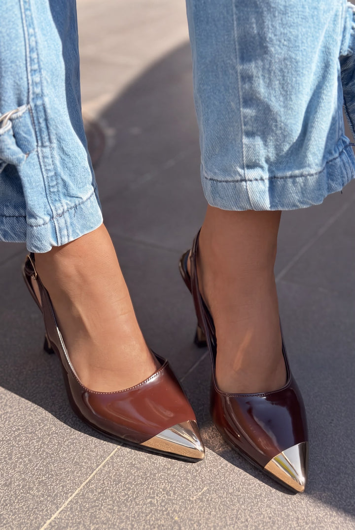 Sarnok Acı Kahve Rugan Kadın Stiletto - ILOVESHOES