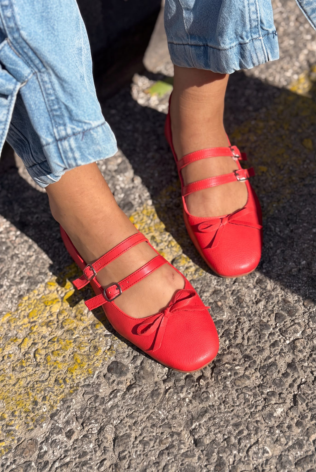 Lovia Kırmızı Mat Hakiki Deri Kadın Babet - ILOVESHOES