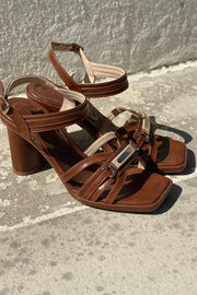 Selvira Mat Deri Taba Topuklu Ayakkabı - ILOVESHOES