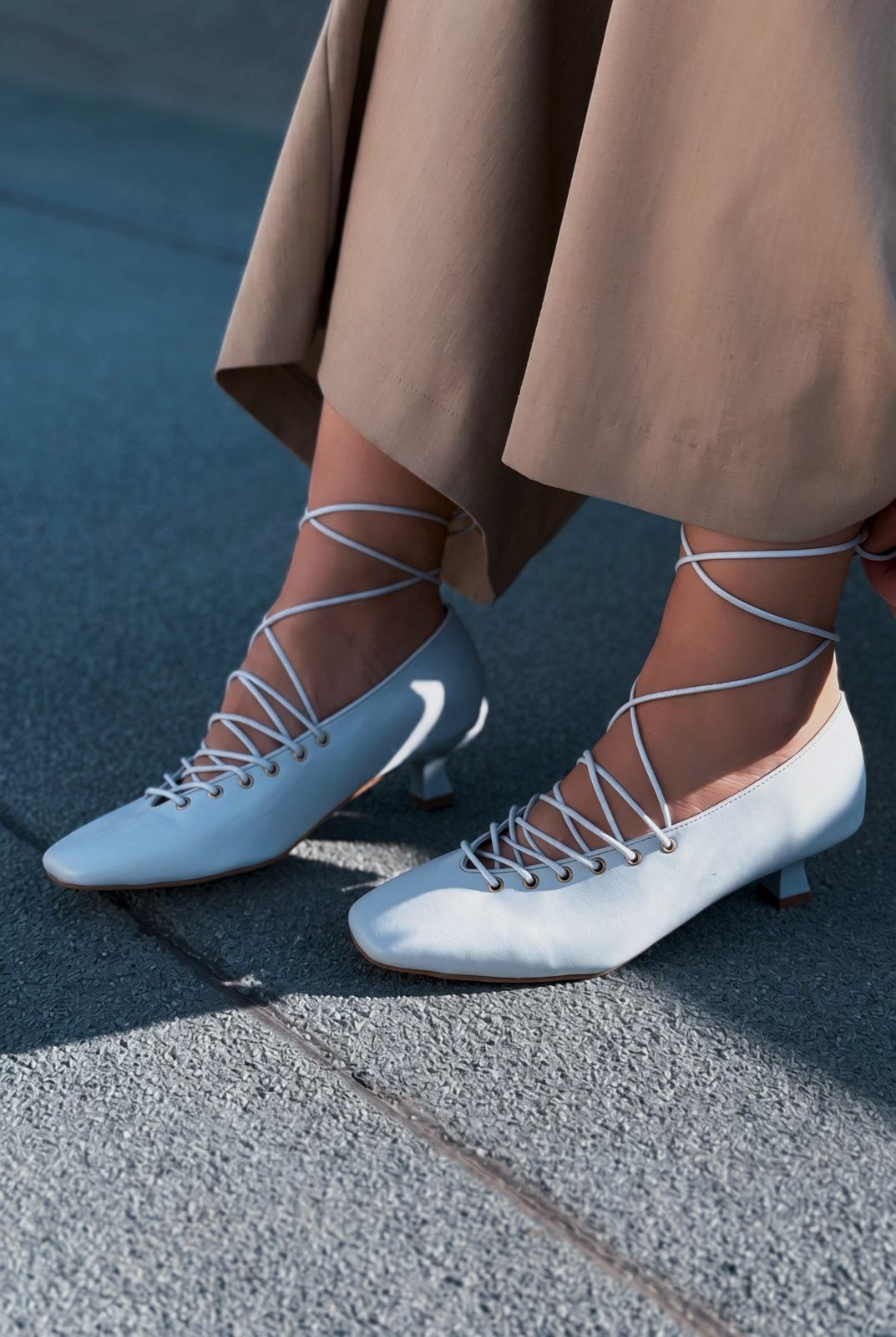 Sernis Bebek Mavisi Mat Deri Kadın Topuklu Ayakkabı - ILOVESHOES