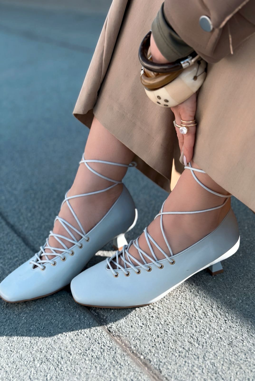 Sernis Bebek Mavisi Mat Deri Kadın Topuklu Ayakkabı - ILOVESHOES