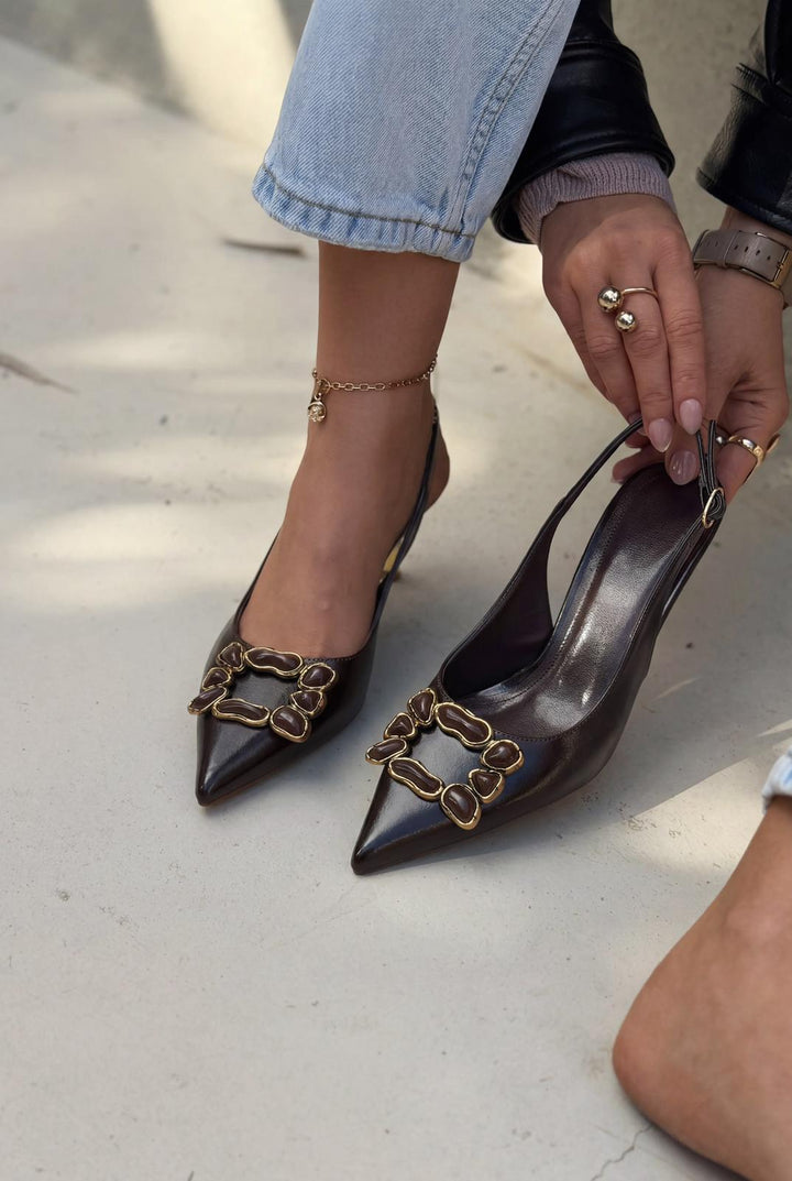 Nertia Stiletto Acıkahve Mat Deri - ILOVESHOES