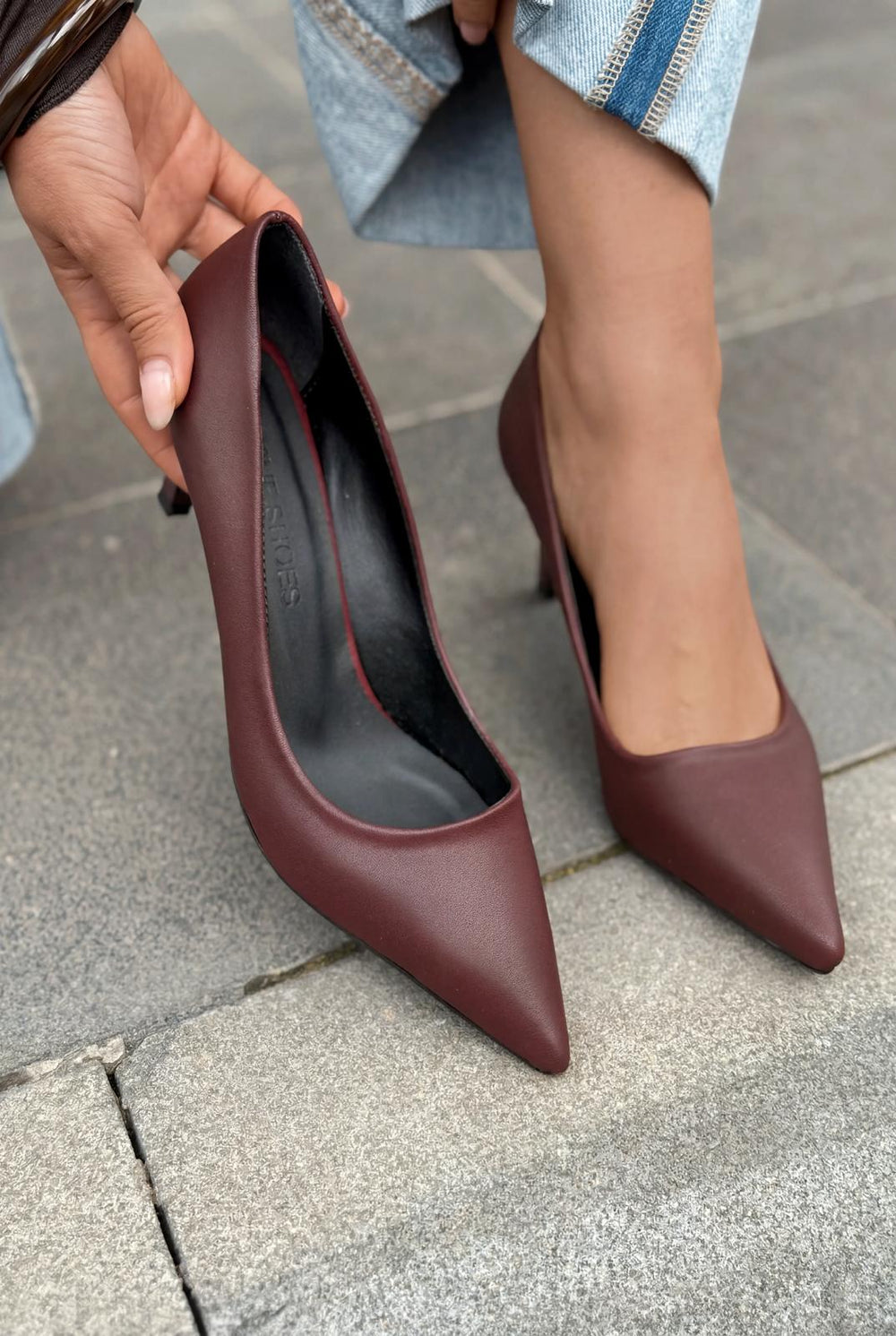 Delvion Bordo Mat Deri Kadın Stiletto - ILOVESHOES