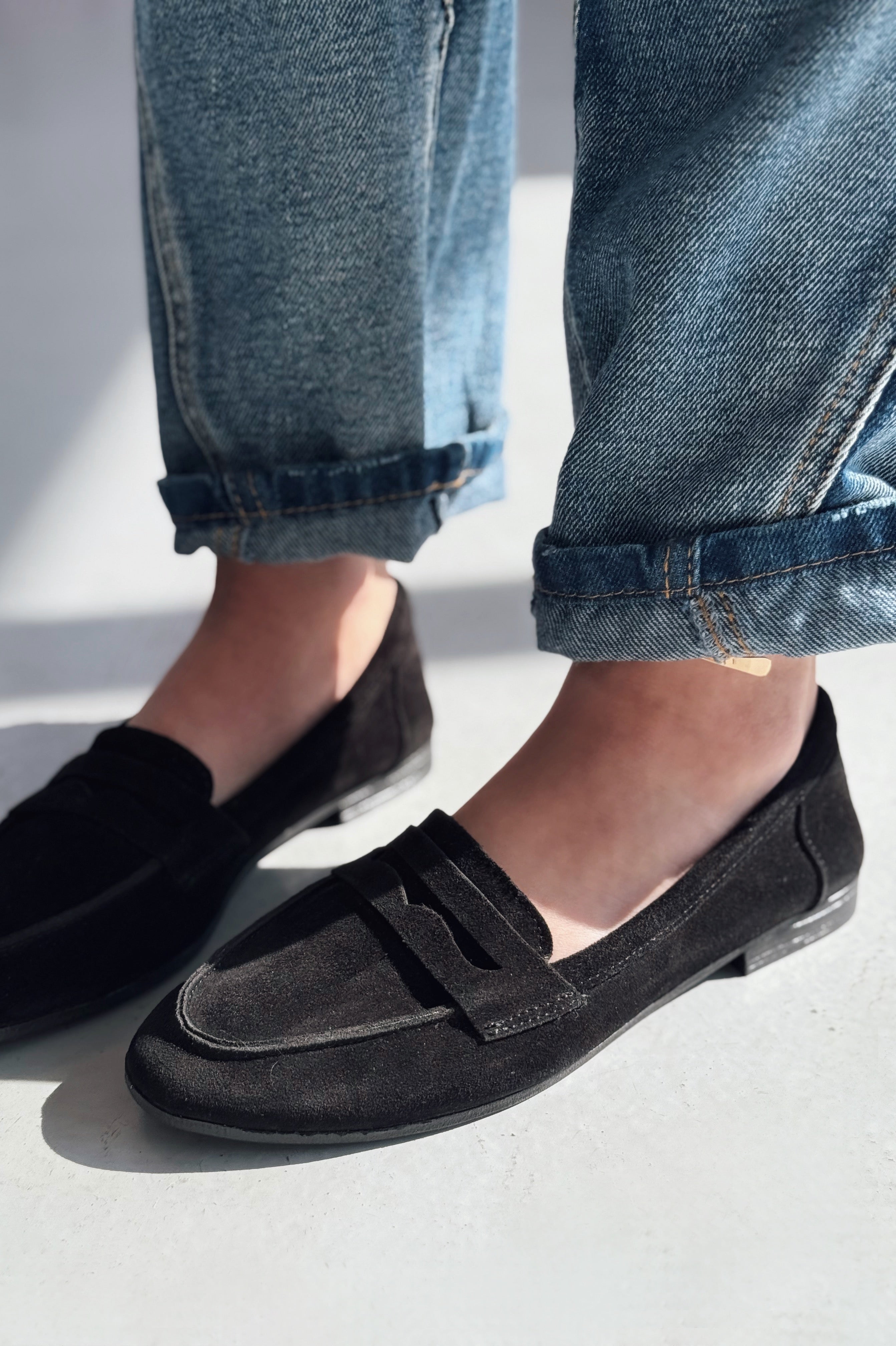 Lemor Hakiki Süet Kadın Loafer Siyah