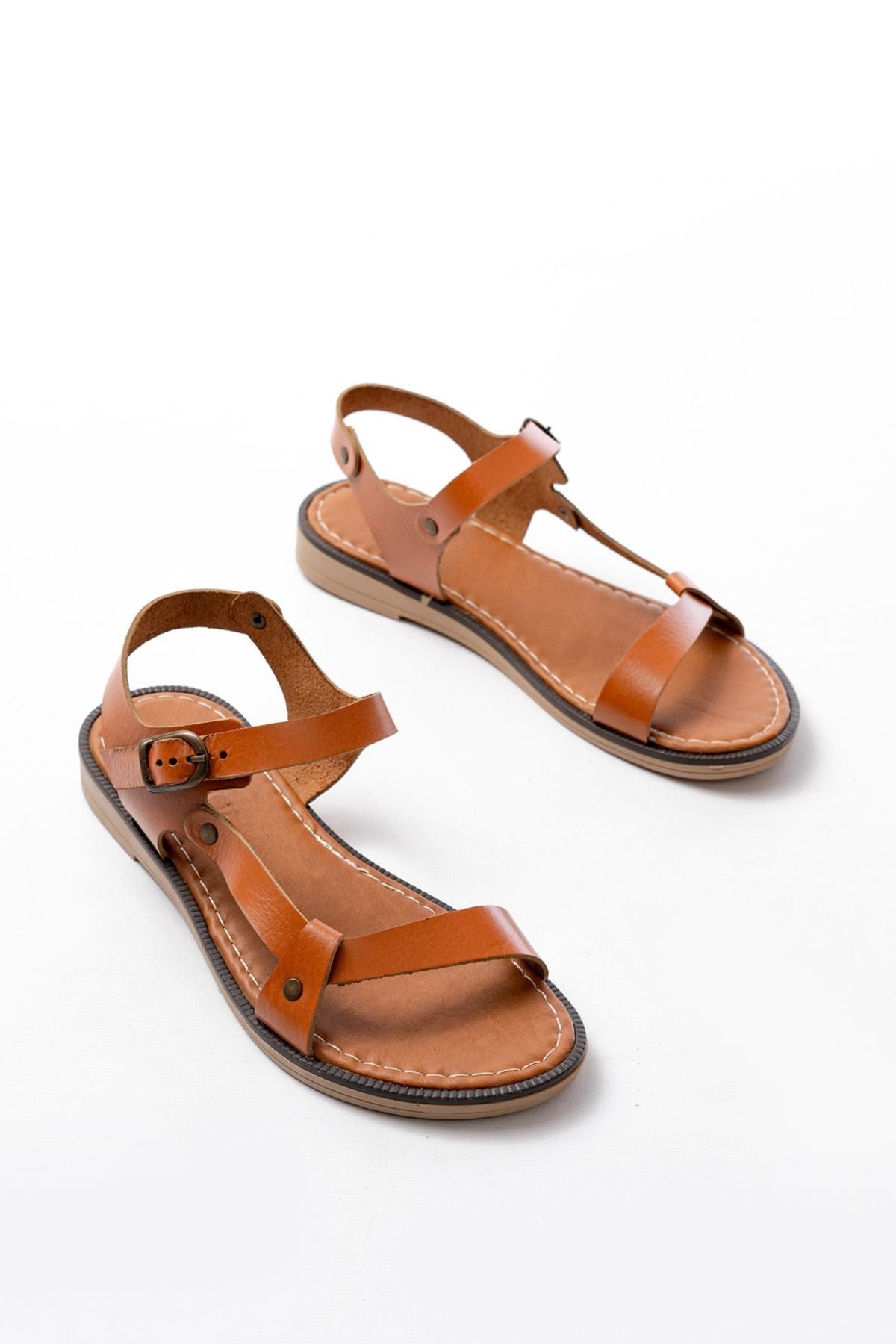 Marilsa Hakiki Deri Taba Kadın Sandalet - ILOVESHOES
