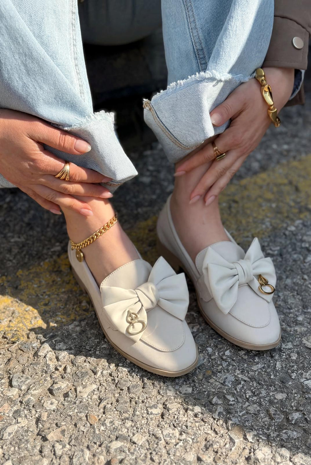 Norrada Kadın Loafer Bej Saten - ILOVESHOES