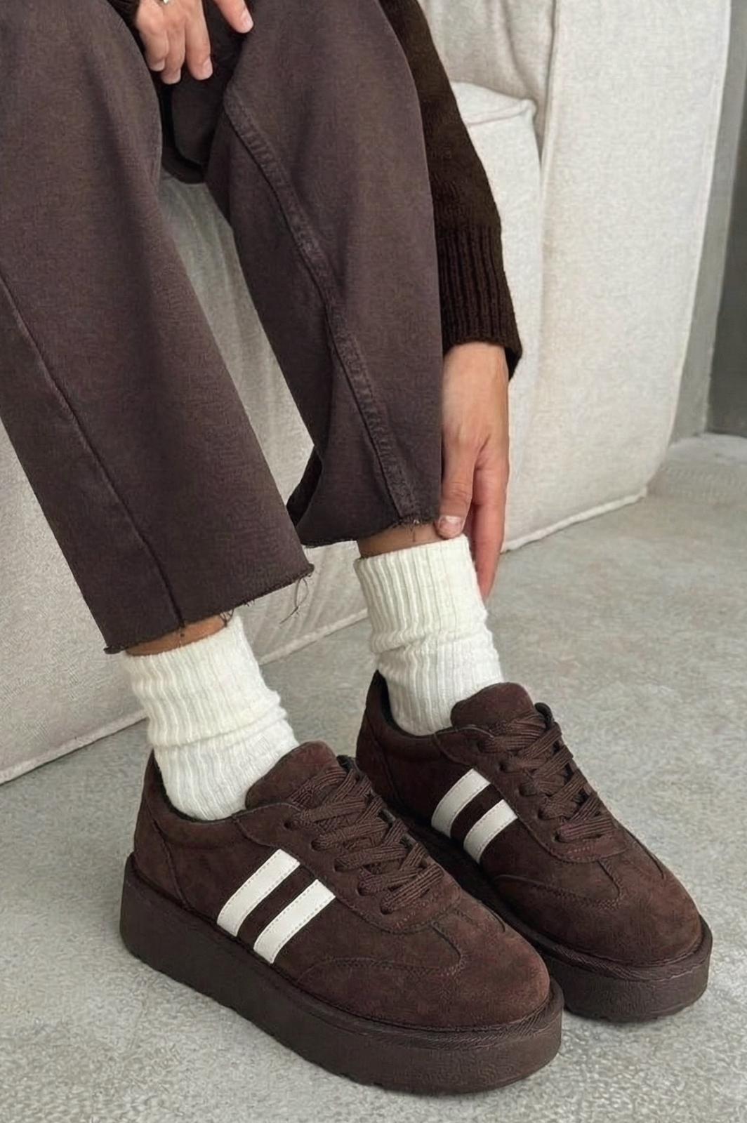 Vireo Kadın Spor Ayakkabı Acıkahve Süet - ILOVESHOES