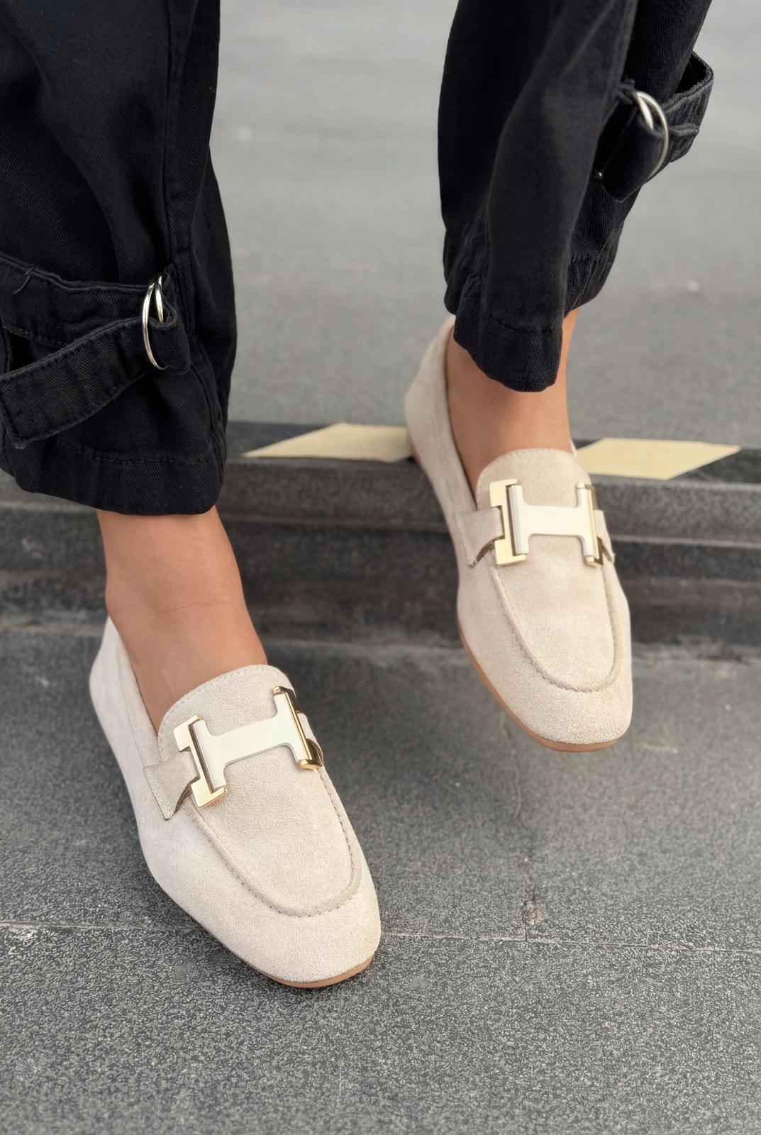Elara Kadın Loafer Bej Süet - ILOVESHOES